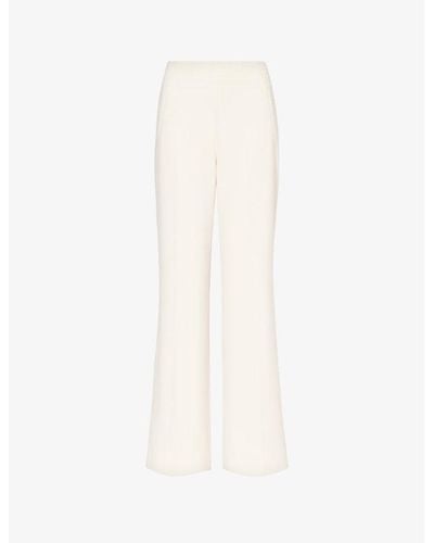 Roland Mouret Faux Slip-pocket High-rise Wide-leg Woven-blend Pants - White
