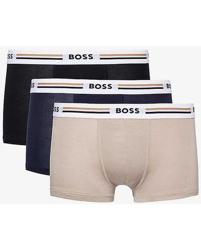 BOSS Pack Of Three Stretch-jersey Trunks X - White