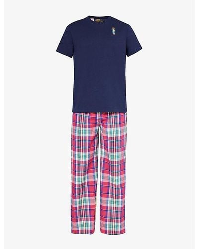 Polo Ralph Lauren Logo-embroidered Regular-fit Cotton Pajama Set Xx - Blue