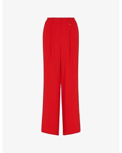 Whistles Harper Wide-leg High-rise Crepe Trousers - Red