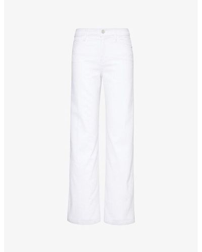 FRAME Le Slim Palazzo Wide-leg High-rise Stretch-cotton Jeans - White