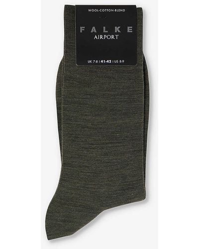 FALKE Airport Ribbed-trim Wool-blend Socks - Green