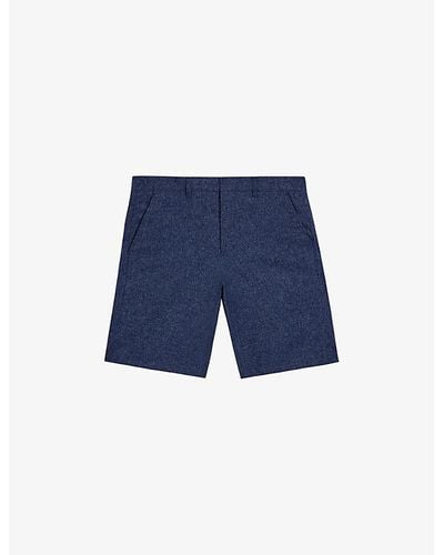 Ted Baker Regular-fit Mid-rise Stretch-cotton Shorts - Blue