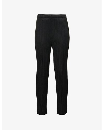 Pleats Please Issey Miyake Pleated Slim-fit Knitted Jersey Pants - Black