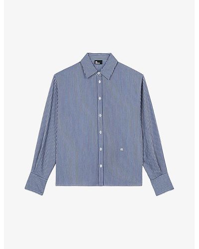 The Kooples Stripe Straight-cut Woven Shirt - Blue