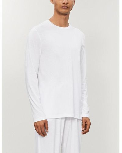 Derek Rose Basel Long-sleeved Stretch-modal T-shirt Xx - White