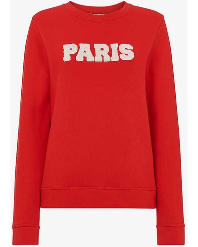 Whistles Paris-logo Relaxed-fit Cotton Sweatshirt - Red