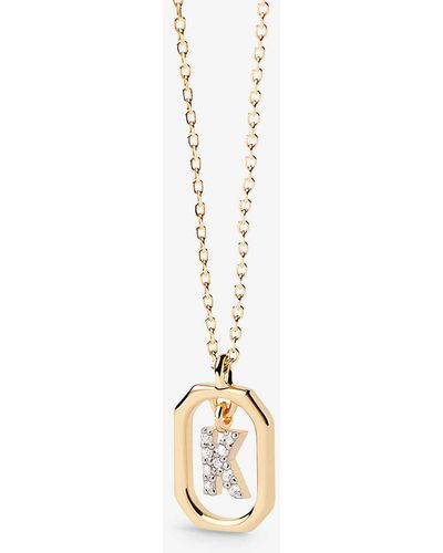 Pdpaola Letter K Mini 18ct Yellow- Plated Sterling-silver And Zirconia Pendant Necklace - Metallic