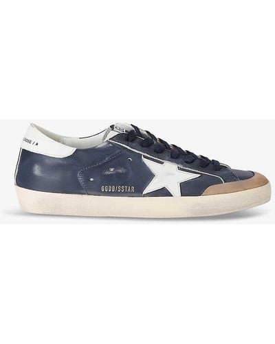 Golden Goose Vy Superstar Star-embroidered Leather Low-top Trainers - Blue