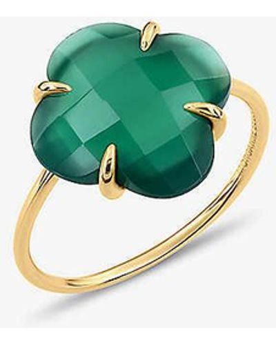 The Alkemistry Morganne Bello Victoria Clover 18ct Yellow-gold And Agate Cocktail Ring - Green