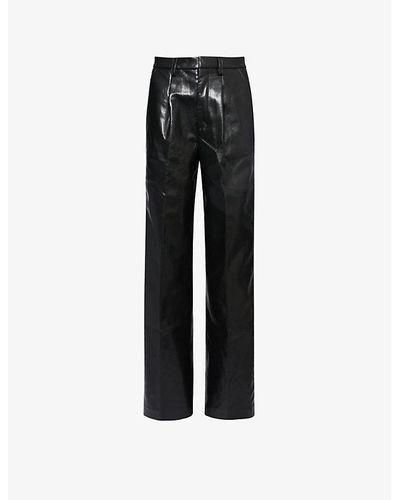 Anine Bing Carmen Straight-leg High-rise Faux-leather Pants - Black