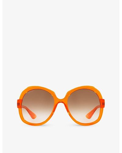 Gucci gg1432s Round-frame Acetate Sunglasses - Orange