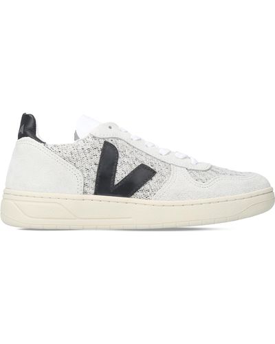 Veja V10 Flannel And Suede Trainers - Grey
