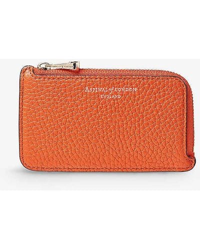 Aspinal of London Zipped Small Leather Coin Purse - Orange