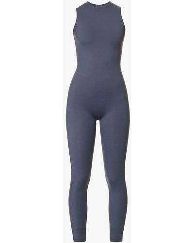 ADANOLA Ultimate Sleeveless Stretch-woven Jumpsuit - Blue