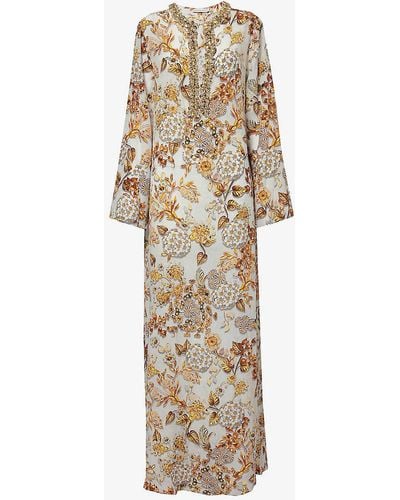 Mary Katrantzou Collins Floral-pattern Silk Maxi Dress - Natural