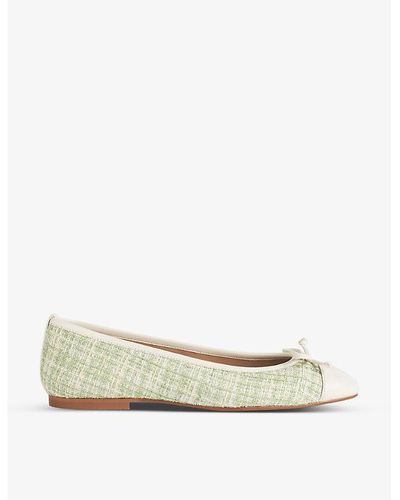 LK Bennett Kara Toe-cap Tweed And Leather Ballerina Pumps - Natural