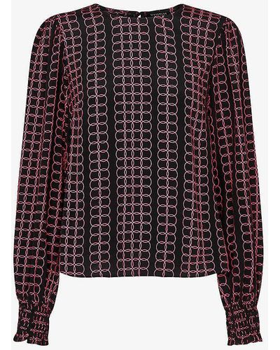 Whistles Circle Graphic-print Recycled-viscose Blouse - Red