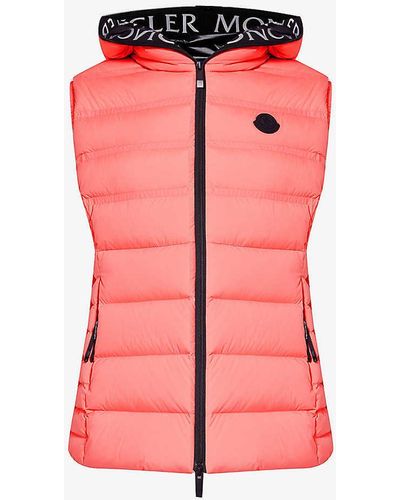 Moncler Aliterse Brand-patch Regular-fit Shell-down Vest - Pink