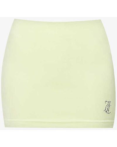 Juicy Couture Maxine Rhinestone-embellished Slim-fit Velour Mini Skirt - Yellow