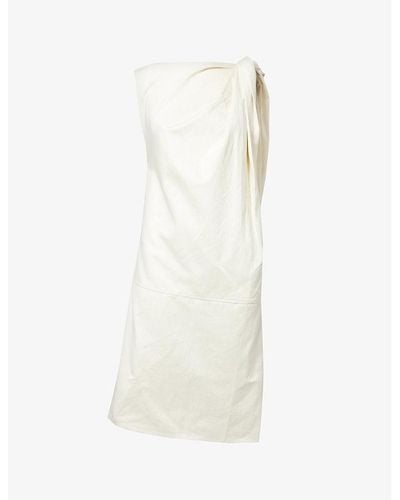 Totême Twisted-design Organic-cotton And Linen-blend Mini Dress - White