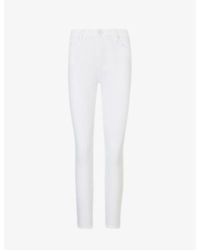PAIGE Hoxton Cropped Skinny-leg High-rise Stretch-denim Jeans - White