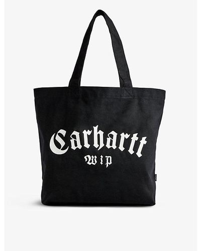 Carhartt Onyx Script Brand-print Cotton Tote Bag - Black