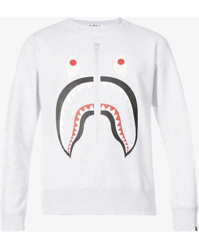 A Bathing Ape Shark Graphic-print Cotton-blend Sweatshirt - Gray