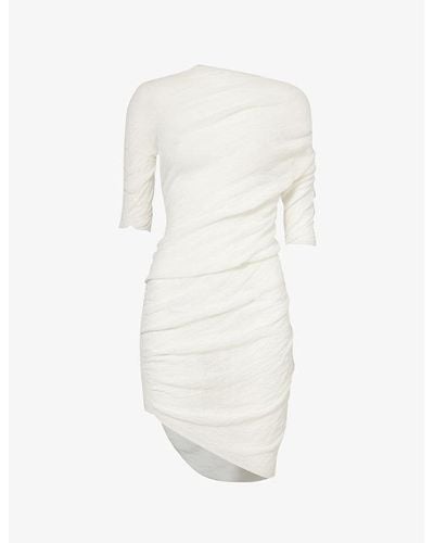 Issey Miyake Ambiguous High-neck Cotton-blend Knit Mini Dress - White