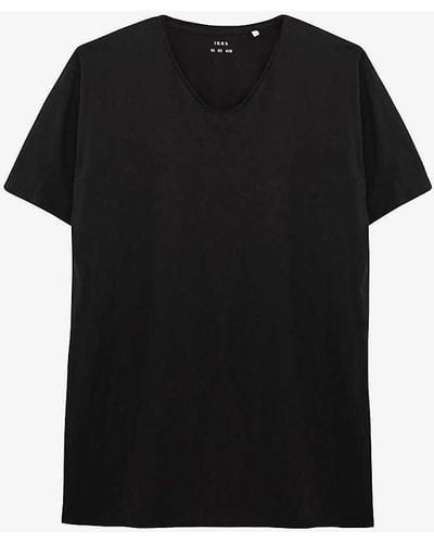 IKKS V-neck Short-sleeve Cotton T-shirt Xx - Black