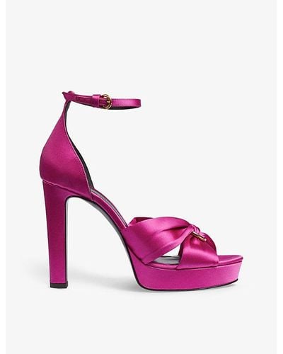 LK Bennett Aysha Open-toe Satin Heeled Sandals - Pink