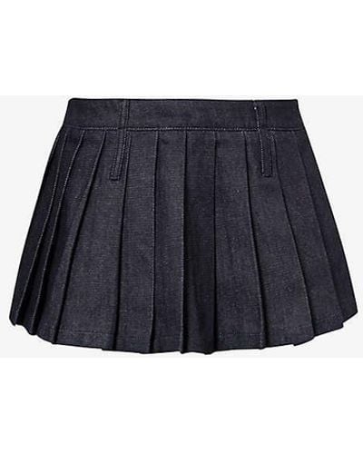 Frankie Shop Blake Pleated Denim Mini Skirt - Blue