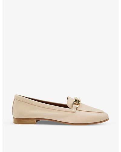 Dune Goldsmith Chain-trim Leather Loafers - Natural