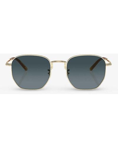 Oliver Peoples Ov1331s Kierney Hexagonal-frame Metal Sunglasses - Metallic