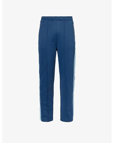 PS by Paul Smith Striped-panel Brand-embroidered Cotton-blend Pants X - Blue