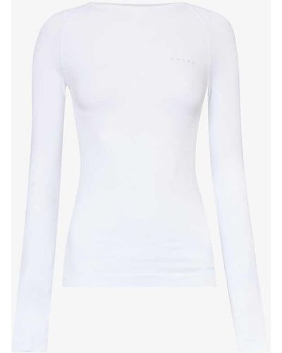 FALKE Brand-print Fitted Stretch-woven Top X - White