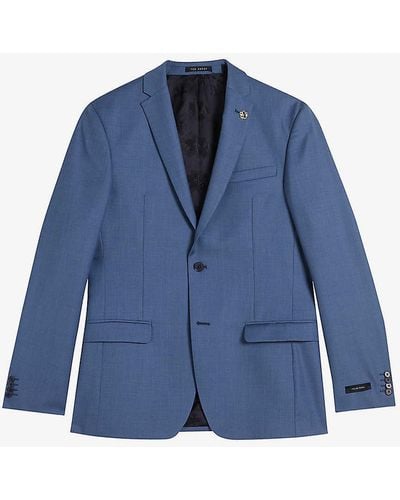 Ted Baker Camdejs Slim-fit Single-breasted Wool Suit Jacket - Blue