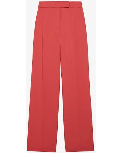 Ted Baker Sayakat Front-pleat Wide-leg Crepe Trousers - Red