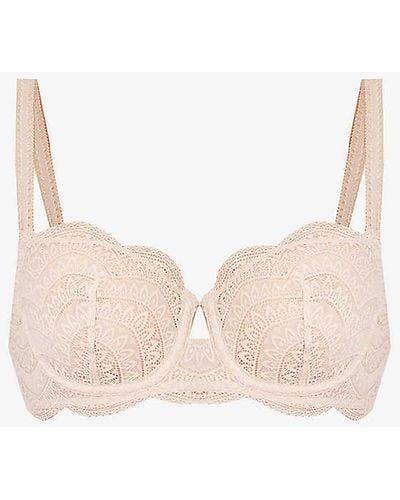 Simone Perele Karma Scallop-trim Stretch-lace Half-cup Bra - White