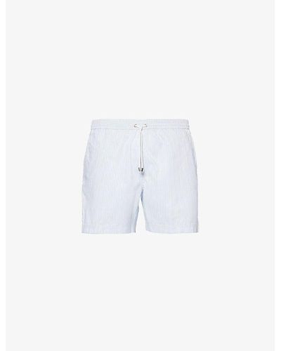 Sunspel Elasticated-waist Regular-fit Striped Recycled Polyester-blend Swim Shorts Xx - Blue