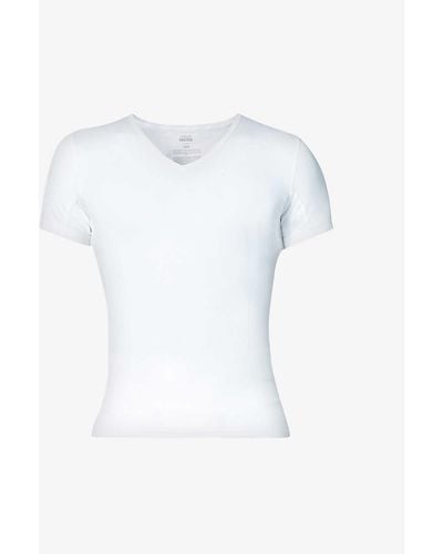 Spanx Sculpt V-neck Stretch-cotton T-shirt - White