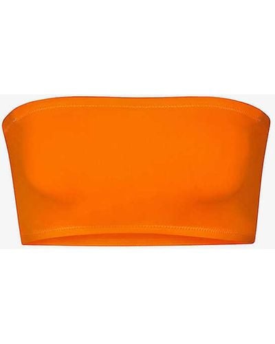 Skims Bandeau Slim-fit Recycled Stretch-nylon Bikini Top - Orange