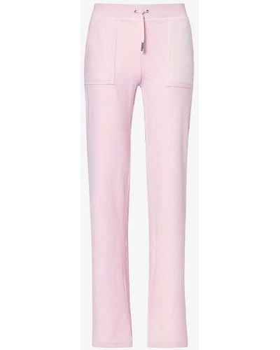 Juicy Couture Del Ray Straight-leg Mid-rise Velour Trouser - Pink