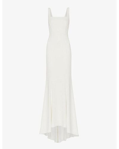 Whistles Mia Square-neck Lace And Crepe Wedding Gown - White