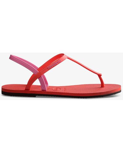 Havaianas You Paraty Logo-embossed Rubber Sandals - Red