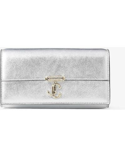 Jimmy Choo Avenue Logo-plaque Leather Wallet-on-chain - Grey