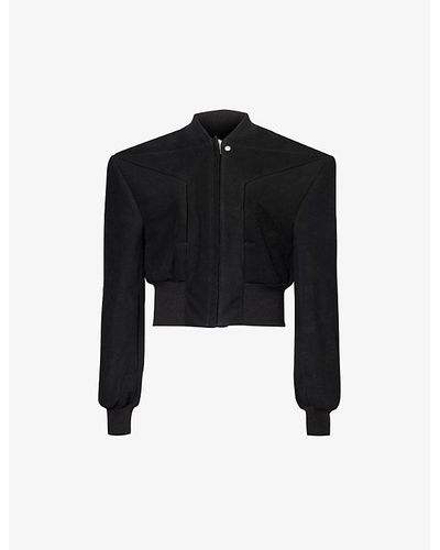 Rick Owens Cropped Stand-collar Leather Bomber Jacket - Black