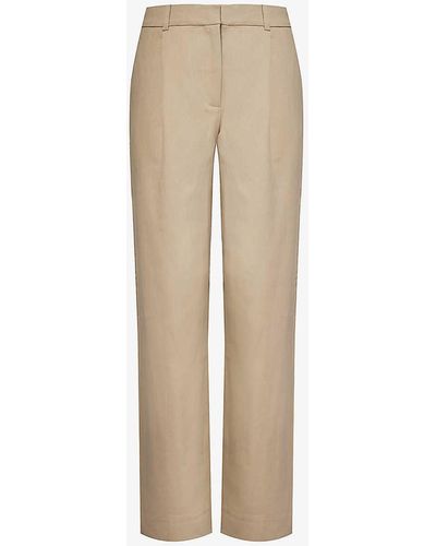 Samsøe & Samsøe Saagneta Wide-leg Mid-rise Cotton-blend Trousers - Natural