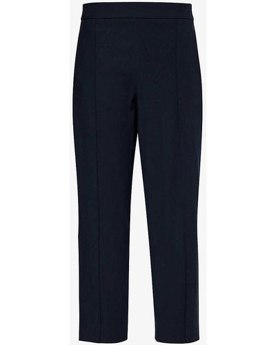 Vince Pinched-seam Tapered-leg Mid-rise Stretch Linen-blend Trousers - Blue