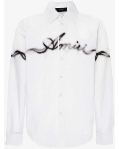 Amiri Smoke Branded-print Cotton-poplin Shirt - White